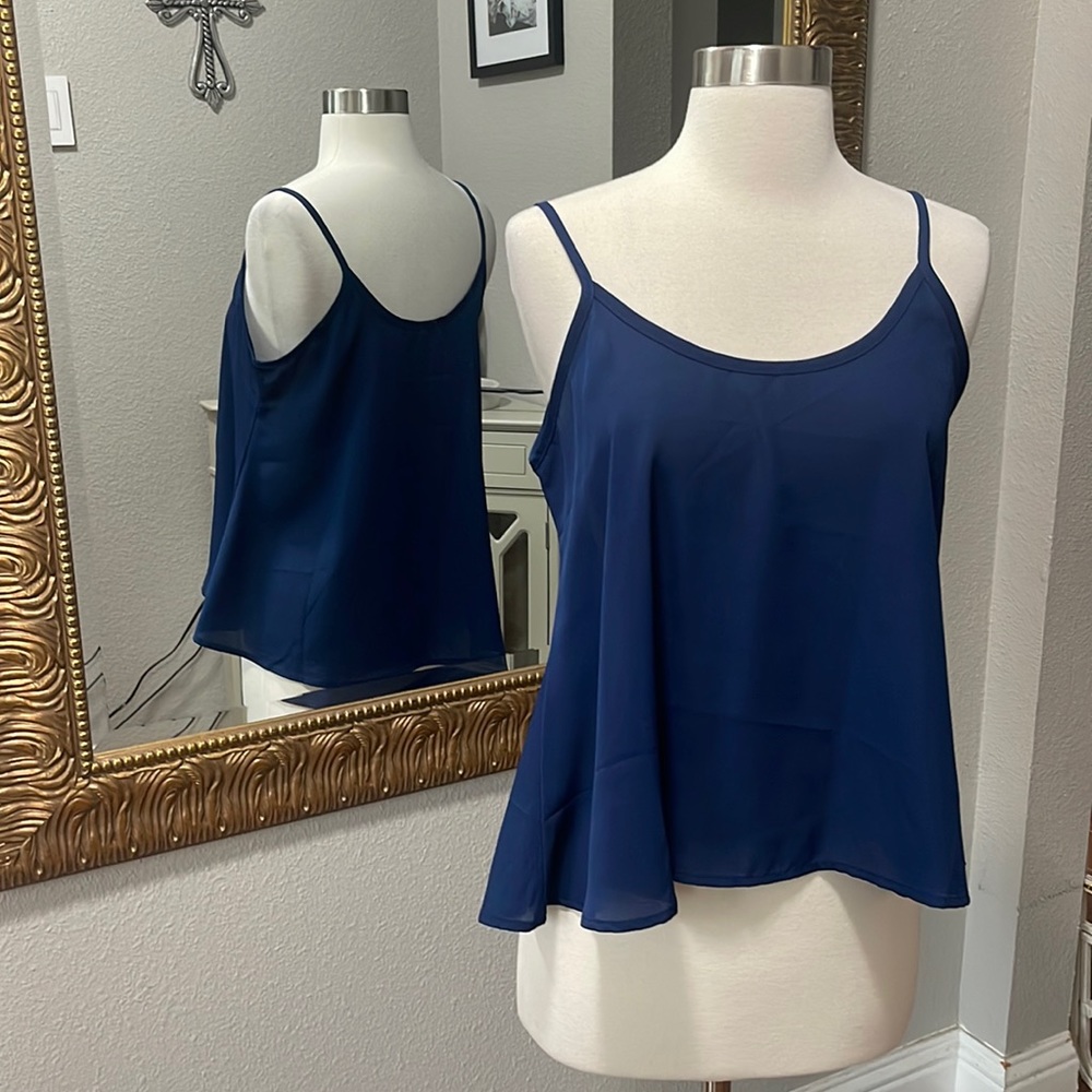 Active USA Navy Blue Spaghetti Strap Flowing Cami